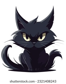 Diseño misterioso de gato negro, ilustración de gato negro