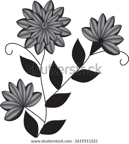 Mysterious Black Flower vector design, featuring dark elegance, bold charm, and sophisticated beauty. Perfect for gothic designs, dramatic artwork, and striking illustrations that add a touch of myste