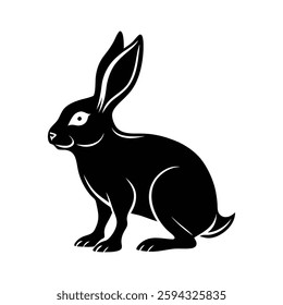 Mysterious black rabbit silhouette vector