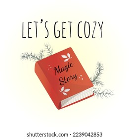 mysterious book with fairy tales in red cover