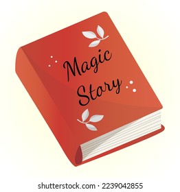 mysterious book with fairy tales in red cover