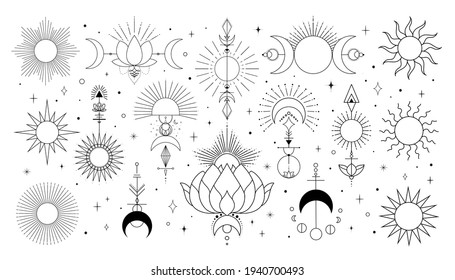 Mysterious clip art. Set of abstract vector Illustration. 