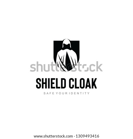 Mysterious cloak and shield logo design