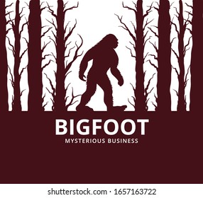 mysterious creature bigfoot in the middle of jungle vector poster design