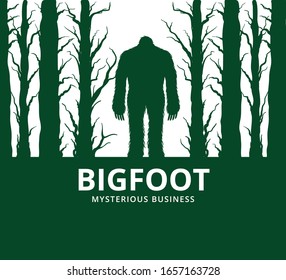 mysterious creature bigfoot in the middle of jungle vector poster design