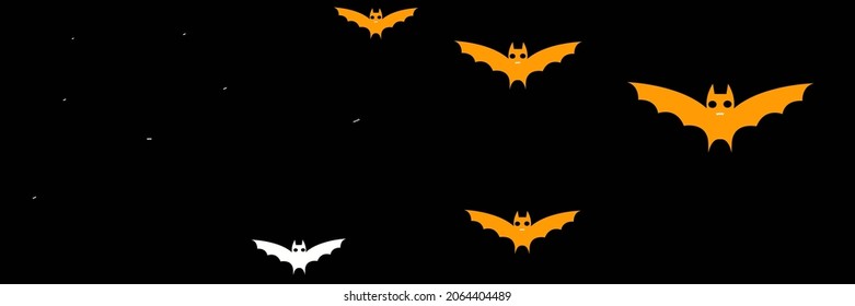 Mysterious Dracula Scary Sky Gothic Halloween Art Illustration. Cartoon Creepy Spooky Orange Black Bats Design Pic. Vampire Horror Fear Monster Funny Bats. Faces Party White Chaos Grey Backdrop.