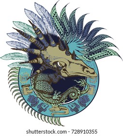 Mysterious dragon the shaman. Vector illustration