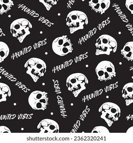 Mysterious Eerie Skull Memento Vector Seamless Pattern can be use for background and apparel design