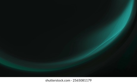 Mysterious and elegant abstract background with a flowing dark teal green wave