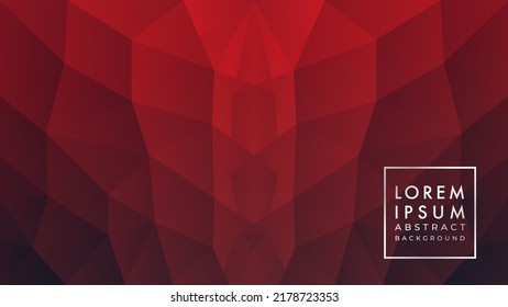 Mysterious and Elegant Symmetrical Geometric Pattern in Red Maroon Matte Color Gradient. Abstract Background Design Template.