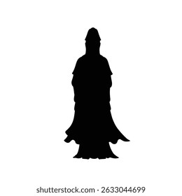 Mysterious figure in long robe silhouette