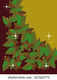 Mysterious floral background with sparkles. Vector clip art.