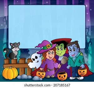 Mysterious Forest Halloween frame 9 - eps10 ilustración vectorial.