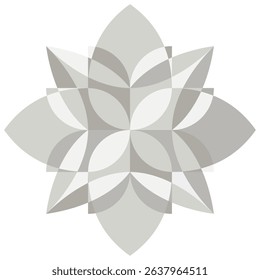 Mysterious four-leaf flower. Mandala, chakra symbol. Geometry chevron ornament. Vector sign