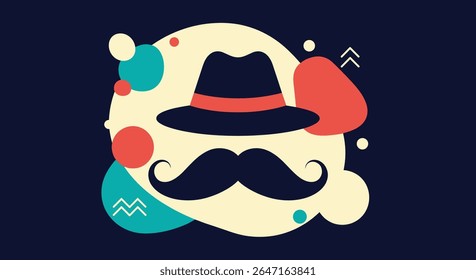 Misterioso ícone cavalheiro com Mustache e Hat Design