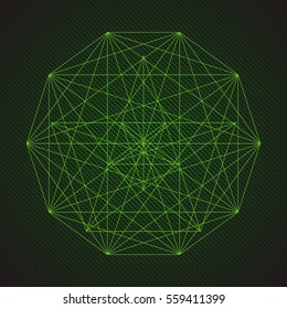 Mysterious Geometry. Abstract Vector Sphere. Abstract Geometric Illustration.