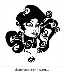 Mysterious girl - vector