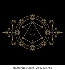mysterious golden magic hexagonal logo abstract