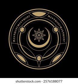 mysterious golden magical circle logo abstract