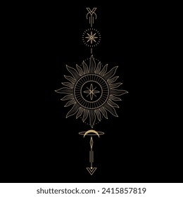 mysterious golden magical circle moon vector design