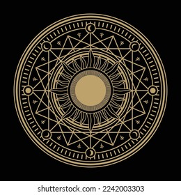 mysterious golden magical circle vector design