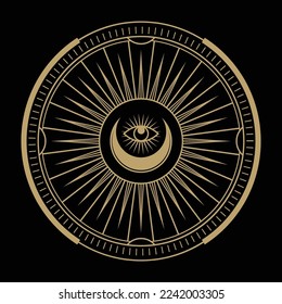 mysterious golden magical circle vector design