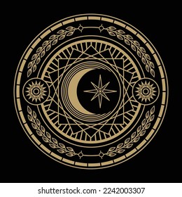 mysterious golden magical circle vector design