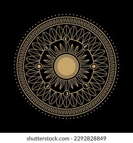 mysterious golden magical circle vector design