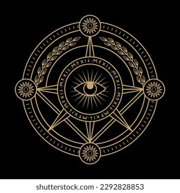 mysterious golden magical circle vector design