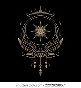 mysterious golden magical circle vector design