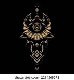 mysterious golden magical circle vector design