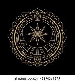 mysterious golden magical circle vector design