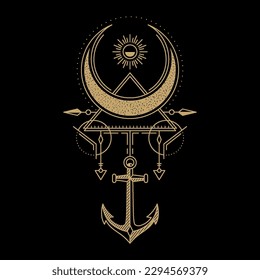 mysterious golden magical circle vector design