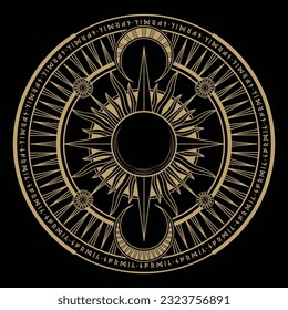 mysterious golden magical circle vector design