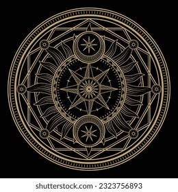 mysterious golden magical circle vector design