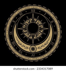 mysterious golden magical circle vector design