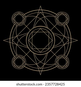 mysterious golden magical circle vector design