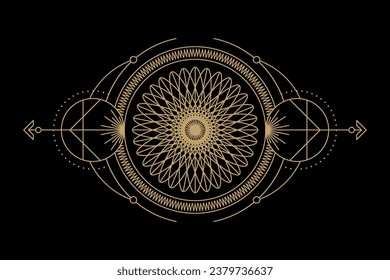 mysterious golden magical circle vector design