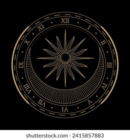 mysterious golden magical circle vector design