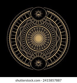 mysterious golden magical circle vector design