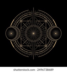 mysterious golden magical circle vector design