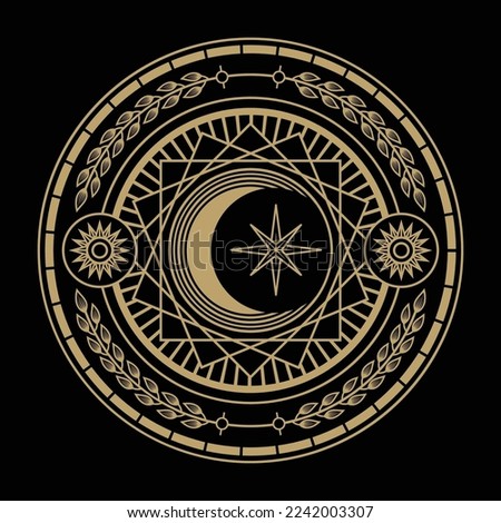 mysterious golden magical circle vector design