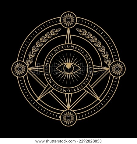 mysterious golden magical circle vector design