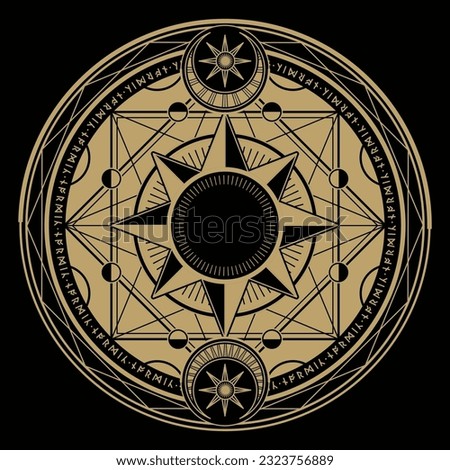 mysterious golden magical circle vector design