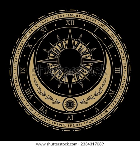 mysterious golden magical circle vector design