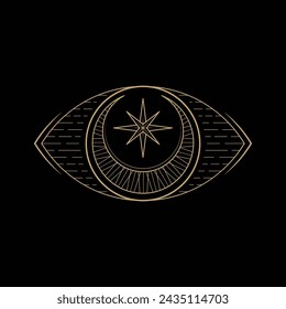 mysterious golden magical eye logo vector design