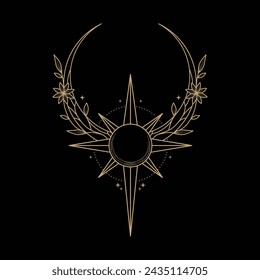 mysterious golden magical logo vector design