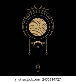 mysterious golden magical logo vector design