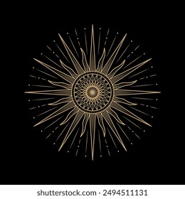 mysterious golden magical sun burst vector design