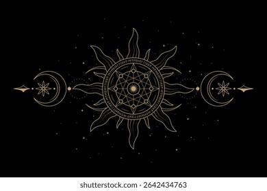 mysterious golden magical sun moon logo abstract